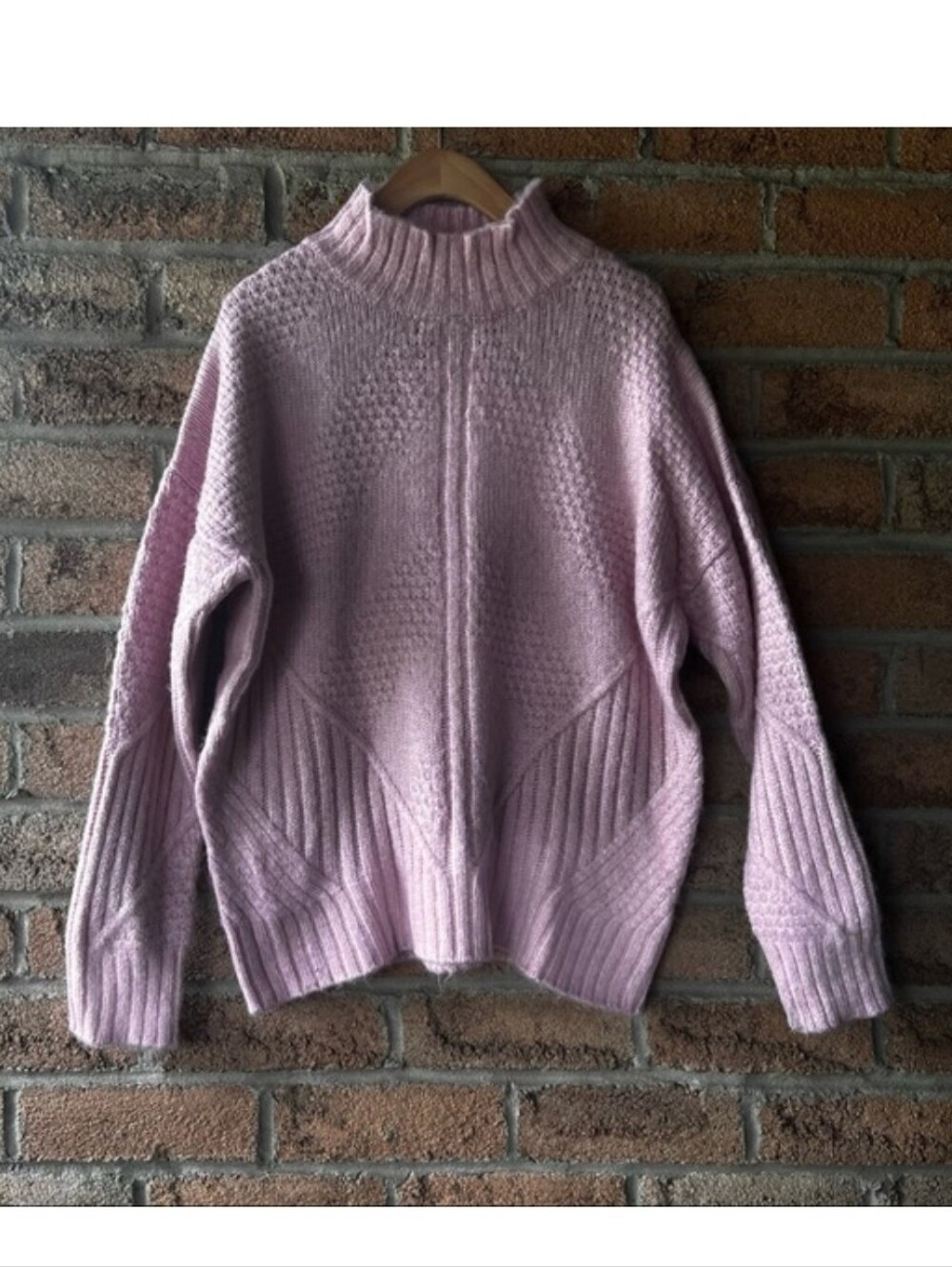 NICOLE MILLER | Pink soft mock neck textured fall winter quality sweater
